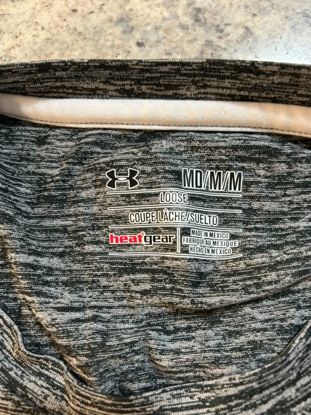 Under Armour Men's HeatGear Tech T-Shirt Grey Black Space - Size M